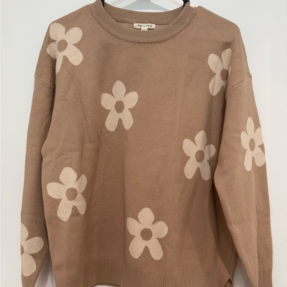 Floral Beige Sweater